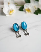 Creostyle Aqua Blue Ethnic Earrings | Traditional Stylish Earrings for Women & Girls | Festive & Party Jewelry