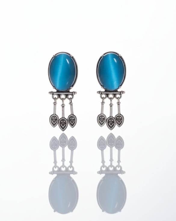 Creostyle Aqua Blue Ethnic Earrings | Traditional Stylish Earrings for Women & Girls | Festive & Party Jewelry