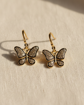 Creostyle American Diamond Butterfly Earrings – Stylish Korean Earrings for Girls & Women