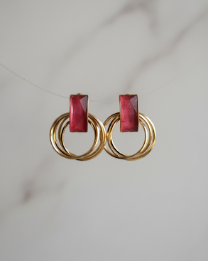Creostyle Korean Red Earrings Set | Trendy Stylish Earrings for Women & Girls | Fashion Jewelry Collection
