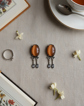Creostyle Vintage Oval Tiger Eye Stud Earrings | Natural Gemstone Healing Crystal Jewelry for Women