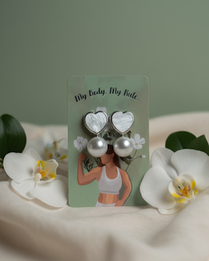 Creostyle White Heart Pearl Drop Earrings | Elegant Fashion Jewelry for Women & Girls | Party & Casual Wear
