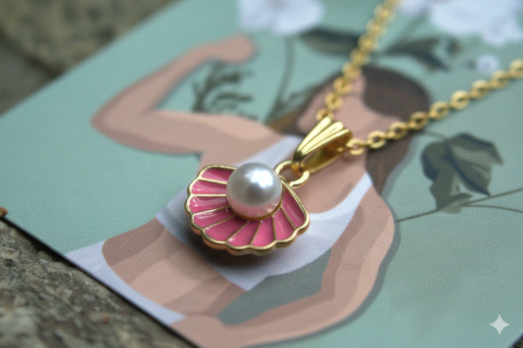 Pink Shell & Pearl Charm Necklace - Creostyle