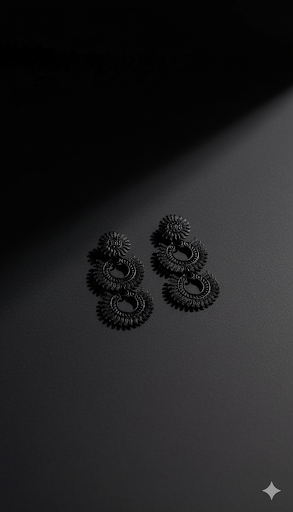 Creostyle Black Polish Metal Jhumki Earrings | Traditional Ethnic Earrings for Women & Girls