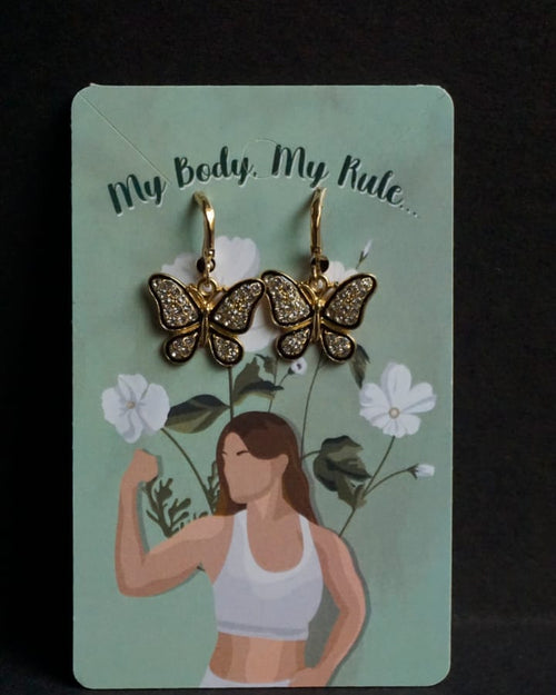 Creostyle American Diamond Butterfly Earrings – Stylish Korean Earrings for Girls & Women