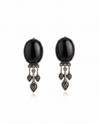 Creostyle Black Stone with White Stones Oxidised Earrings – Stylish Western & Party Wear Jewelry for Women
