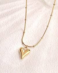 Creostyle | Minimalist Gold Heart Necklace – Trendy Satellite Bead Chain