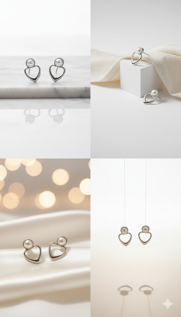 Creostyle Sterling Silver Heart & Pearl Dangle Earrings | Premium Unique Jewelry