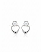 Creostyle Sterling Silver Heart & Pearl Dangle Earrings | Premium Unique Jewelry