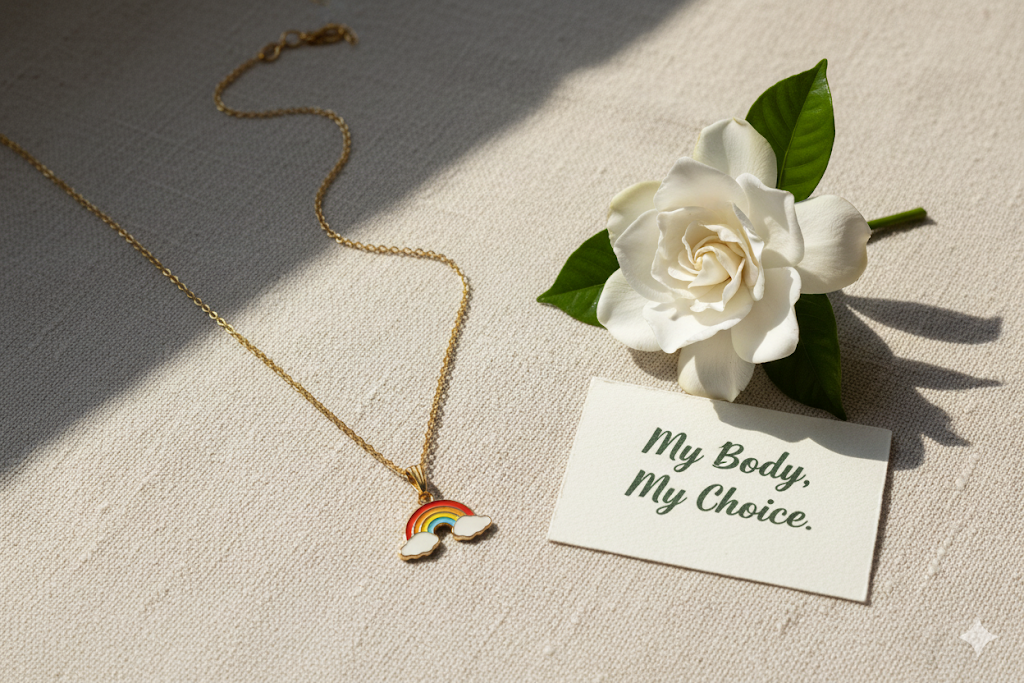 Dainty Gold Plated Rainbow Necklace by CreoStyle - Colorful Enamel Charm
