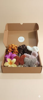 Creostyle | Cozy Glam Hair Gift Box - Scrunchies, Fluffy Clips & Floral Soaps Hamper
