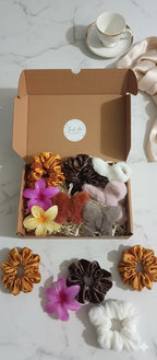 Creostyle | Cozy Glam Hair Gift Box - Scrunchies, Fluffy Clips & Floral Soaps Hamper