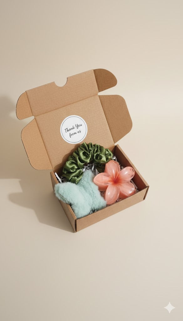 Creostyle | Garden Delight Mini Gift Box - Silk Scrunchie, Butterfly Clip & Floral Soap Hamper